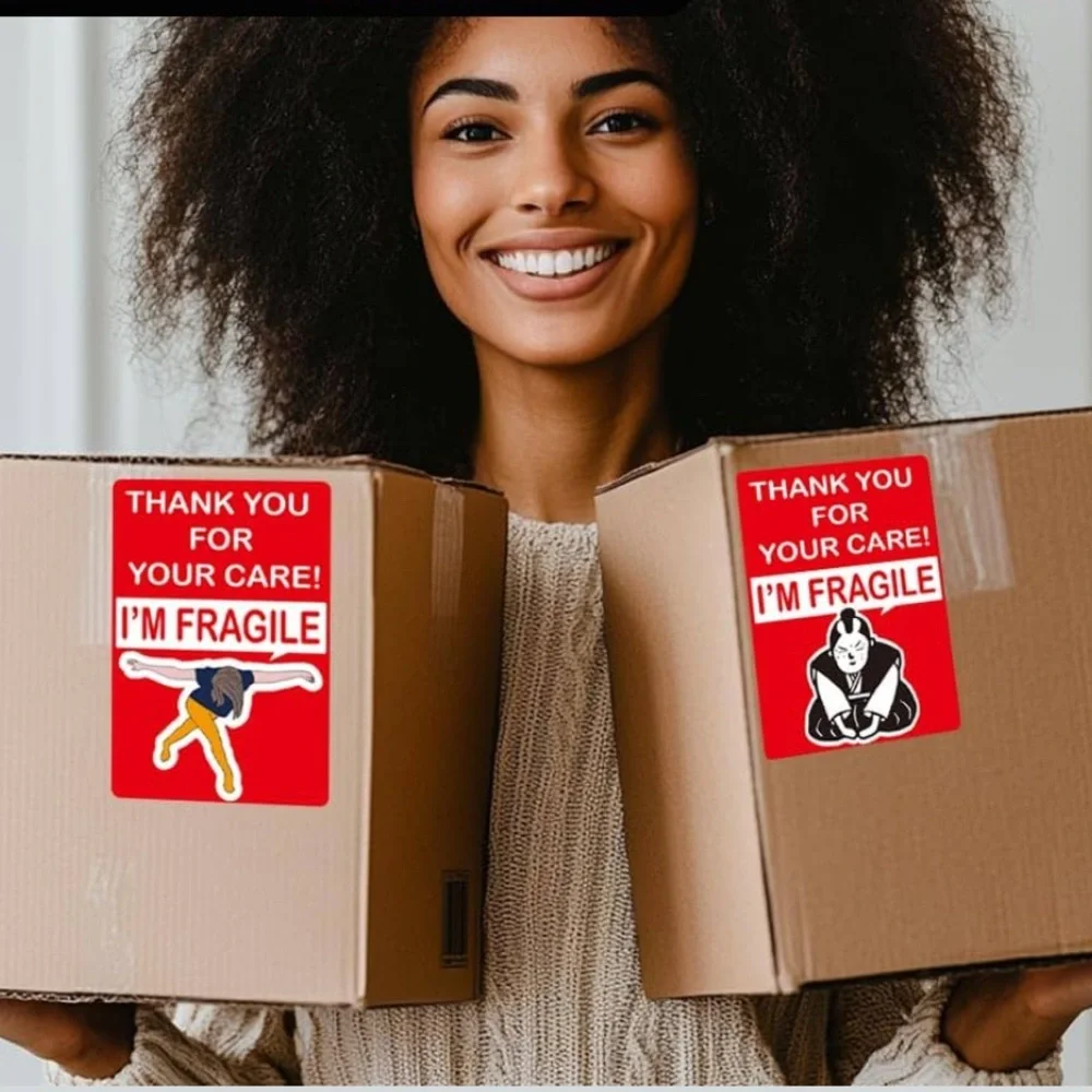 50 Funny Fragile & 5 Ty Mail Carrier Stickers